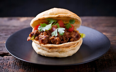 Capture the essence of Gorditas De Carne in a mouthwatering food photography shot Generative AI