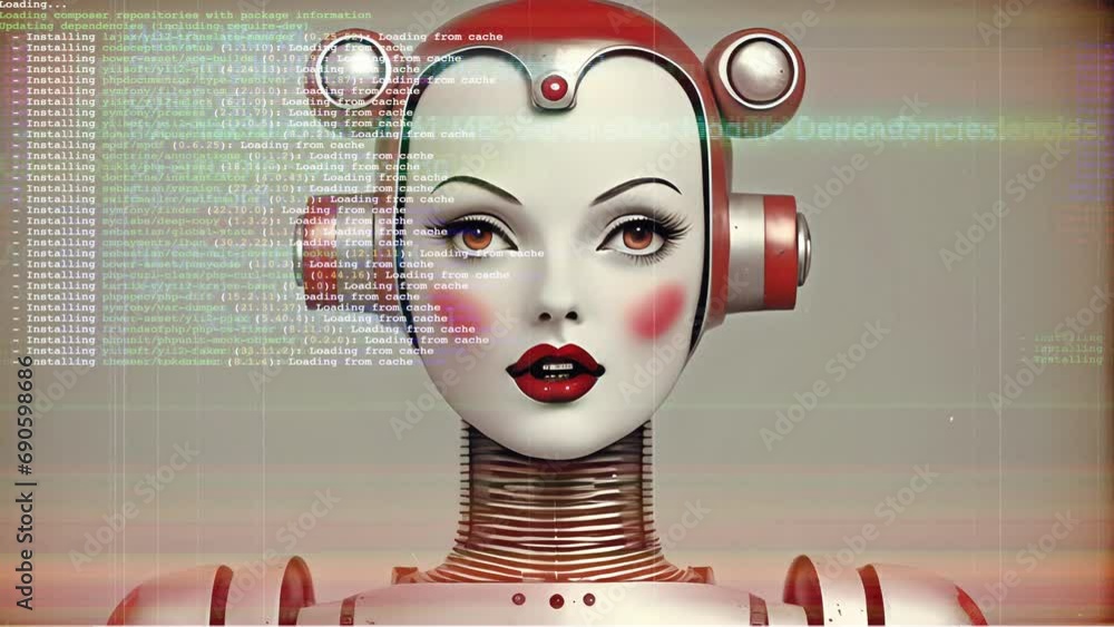 Aufkleber female robots created with the help of generative a.i
