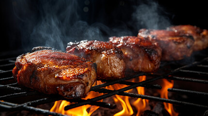 meat on the grill HD 8K wallpaper Stock Photographic Image 
