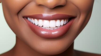 Naklejka premium Women with beautiful white teeth and a smile, close up