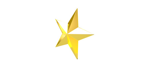 3d render of golden star isolated on white background
