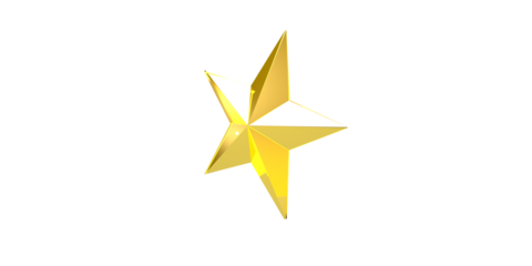 3d render of golden star isolated on white background
