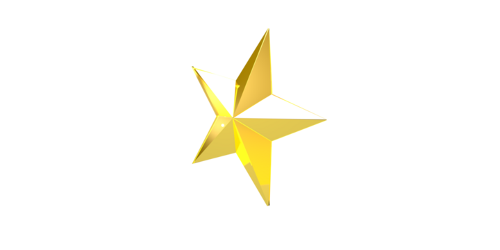 3d render of golden star isolated on white background
