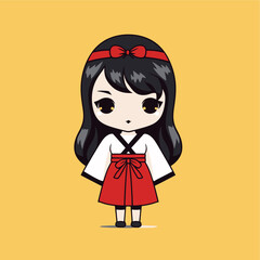 cute cartoon china silk doll minimal illustration