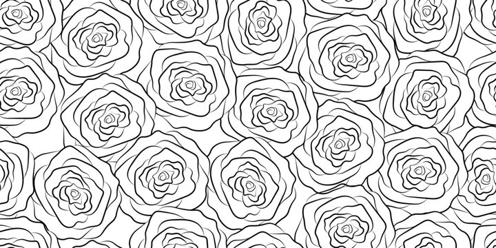 top view black rose flowers seamless pattern