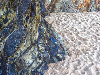 Colorful slate natural rocks with great colorful patterns in Portugal
