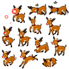 set of 12 act of  Rudolph black outline cartoon 