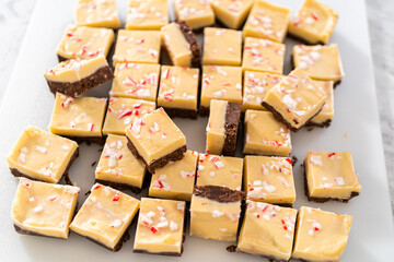 Homemade candy cane fudge