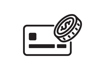 Credit card coin icon. Vector illustration