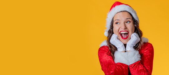 santa claus girl isolated dreaming excited