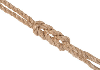 double reef knot joining two ropes isolated
