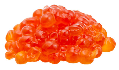 pile of trout fish salty red caviar isolated