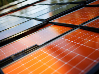 Closeup of solar panels of the roof 