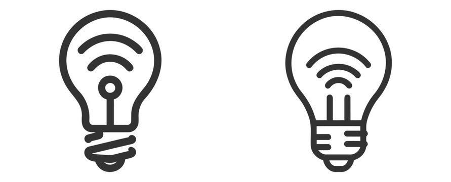 Smart bulb vector set, pack, collection icon isolated on white background.
