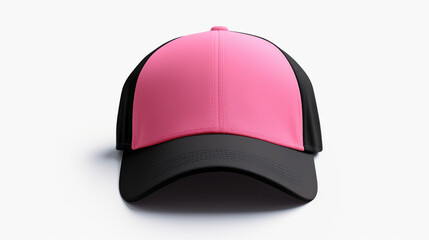 pink black cap in front view, mockup, white background --ar 16:9 --v 5.2 Job ID: fe438f74-fd82-4ce8-959b-d6fb8f867206 - obrazy, fototapety, plakaty