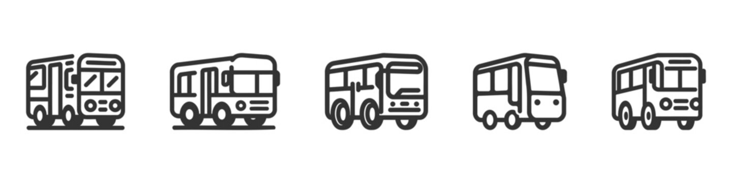 Bus icon set, pack, collection isolated on white background
