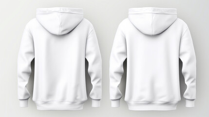 white hoodie with a blank front and back view, mockup, white background. --ar 16:9 --v 5.2 Job ID: e7eb86d2-0865-48cf-bc5f-a0b264fd5602