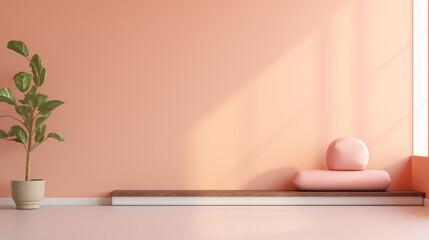 modern space for yoga in peach fuzz color, ai generated