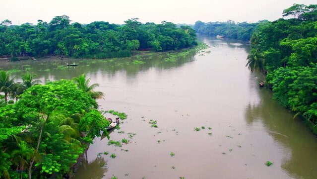 Small River in village Aerial view, Bangladesh Village River Beauty
