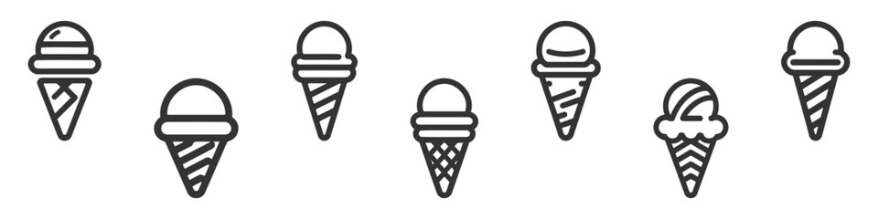 Fototapeta na wymiar Ice cream icon sign symbol set, pack, collection. Vector illustration on white background