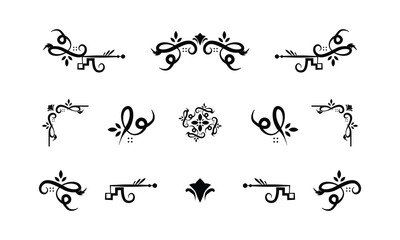 Vintage ornament border dividers ornate floral wedding set illustration