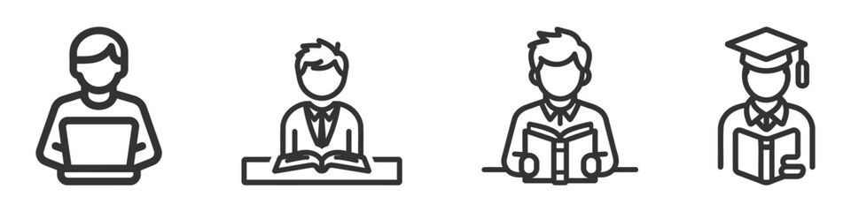 Student Icon - Vector illustration set, pack, collection on white background