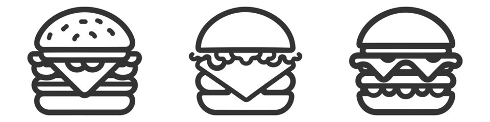 Burger Icon set, pack, collection Vector Illustration Logo Template