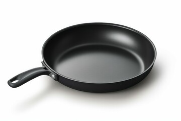 Isolated objects: empty black cast iron frying pan, isolated on white background