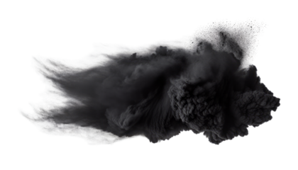 black smoke isolated on transparent background cutout