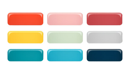 set of color square sticker isolated on transparent background cutout