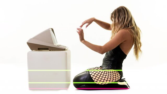 funky woman on computer 