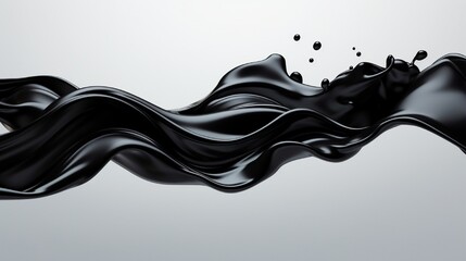 3D illustration of a splash of black liquid.