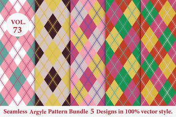 Argyle Pattern Bundle 5 designs Vol.73,geometric,Knitted,plaid