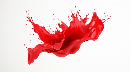 3D illustration of a splash of red paint on a white background.