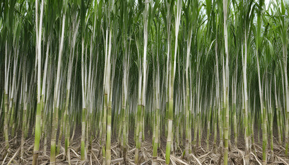 Fototapeta premium Sugarcane fields and sugarcane saplings growing.