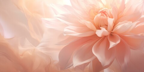 A beautiful blooming blooming flower on the background of peach fuzz, the color of the year 2024.