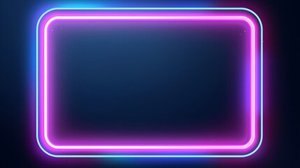 Vector 3d render, square glowing in the dark, pink blue neon light, illuminate frame design....