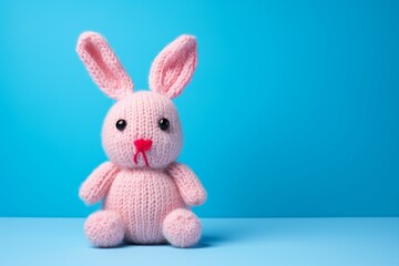  toy rabbit on blue background 
