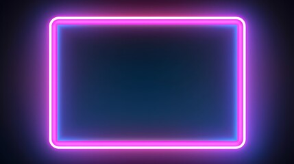 Vector 3d render, square glowing in the dark, pink blue neon light, illuminate frame design. Abstract cosmic vibrant color backdrop. Glowing neon light. Neon frame with rounded corners.
 - obrazy, fototapety, plakaty