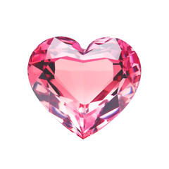 pink crystal heart on transparent background