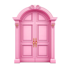 Pink door on isolated background