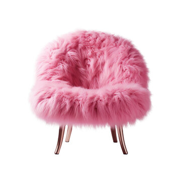 Pink fur chear on isolated background