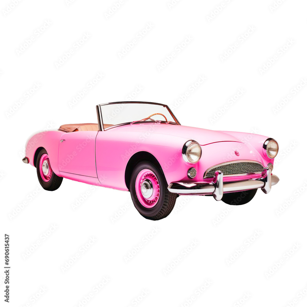 Canvas Prints pink retro cabriolet on isolated background