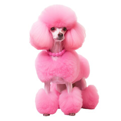 Pink fashion poodle on isolated background