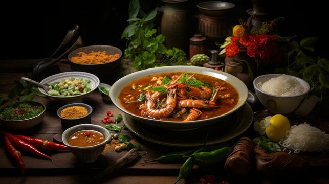 food photography, Kaeng Masaman, high quality, 16:9