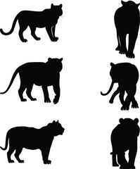 Tiger Silhouette Set, Black tiger silhouette set