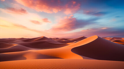 Fototapeta na wymiar Sand dunes in the desert at sunset. 3d render illustration. 