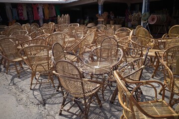 Rattan chair and furniture selling at Serikin Market