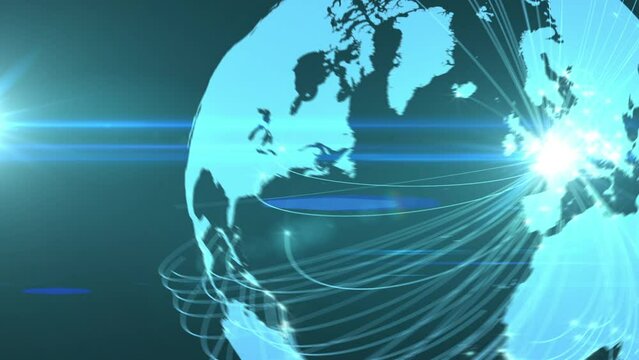 2024年パリオリンピックの参加国から開催国パリへ伸びる光の線