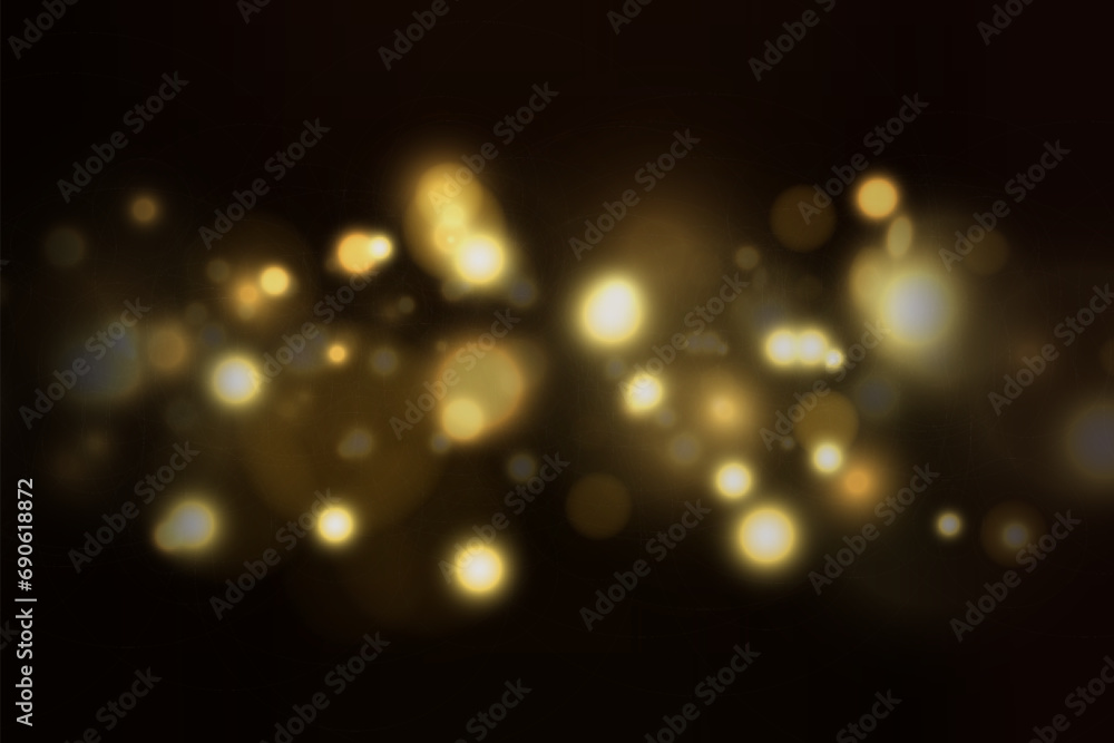 Poster Blurred shining shiny bokeh on a dark background. Festive background.
